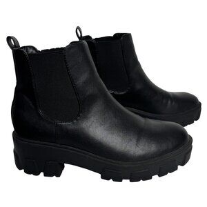 RAID WIDE FIT CABINCORE CHUNKY SKY HIGH MOTO ANKLE BOOTS BLACK STREET INDIE SZ 8